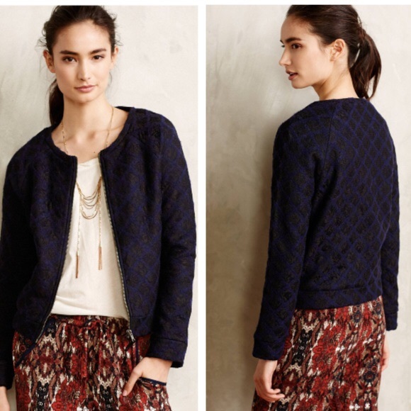Anthropologie Jackets & Blazers - SOLD - NWOT Anthro Navy & Lace Jacket